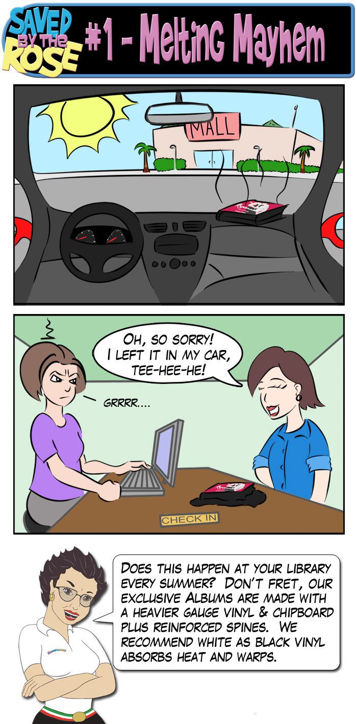 Comic strip about melting vinyl records.