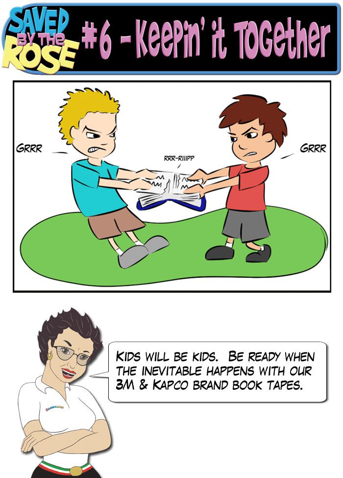 Two kids fighting over a book.