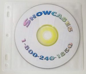 CD with "Showcases" and phone number.