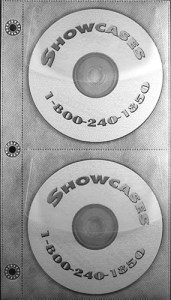 Two CDs labeled "Showcases" with phone number.